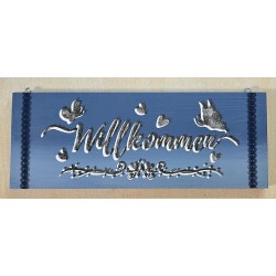 Schild "Willkommen"/blautöne