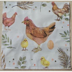 Serviette Henne/Küken/Stall