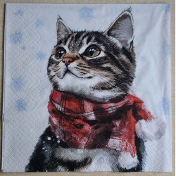 Serviette Katze mit Schal