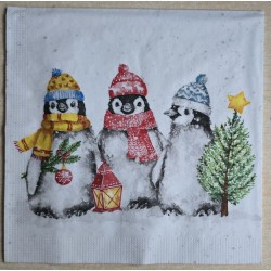 Serviette Drei Pinguine