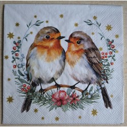 Serviette Zwei Rotkehlchen