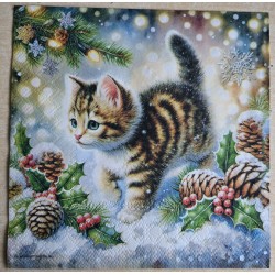 Serviette Katze/Tannenzapfen