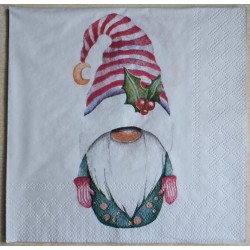 Serviette Wichtel grün/rot