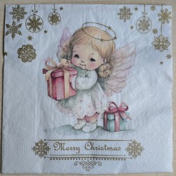 Serviette Engel mit Geschenken