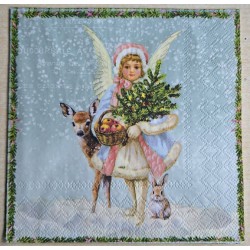 Serviette Engel mit Reh