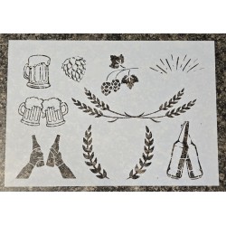 Schablone mit Bier Motiven