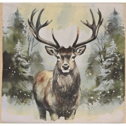 Serviette Hirsch/Wald grün