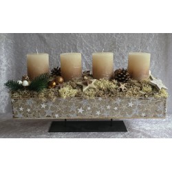 Adventsgesteck beige/braun