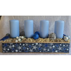 Adventsgesteck blau