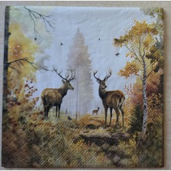 Serviette Zwei Hirsche im Wald