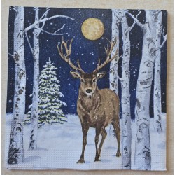 Serviette Hirsch im Winterwald