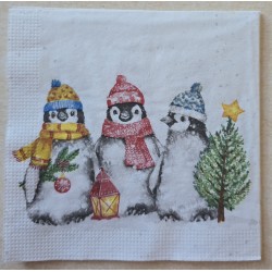 Serviette Drei Pinguine mit...