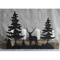 Teelicht Balken Hirsch/Tannen