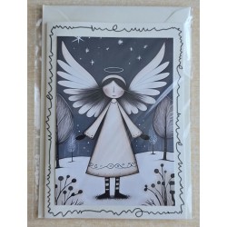 Karte Engel blau-creme 1