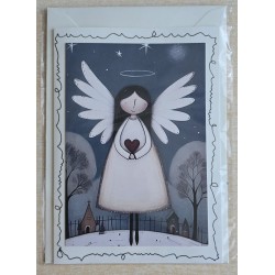 Karte Engel blau-creme 3