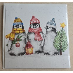 Karte Drei Pinguine mit Mützen