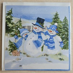 Karte Schneemann Familie blau