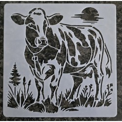 Schablone Kuh auf Weide/Sonne