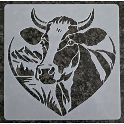 Schablone Kuh Kopf im Herzen