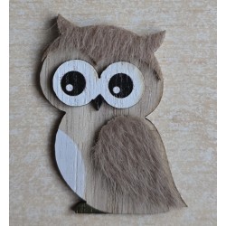 Holz Eule 1 flach hellbraun