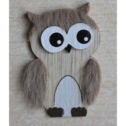 Holz Eule 2 flach hellbraun