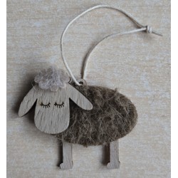 Holz Aufhänger Schaf braun