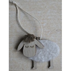 Holz Aufhänger Schaf creme