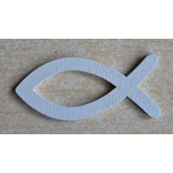 Holz Fisch klein weiss