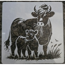Schablone Kuh mit Kalb