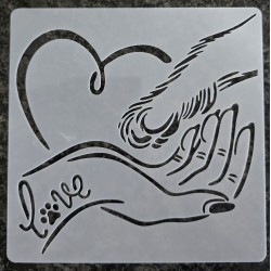 Schablone Hundepfote/Hand