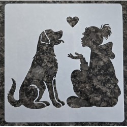 Schablone Frau/Hund/Herz