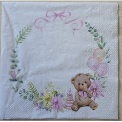 Serviette Baby Bär rosa