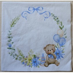 Serviette Baby Bär blau