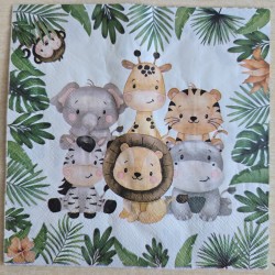 Serviette Safari Tiere/Blätter