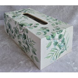 Kleenexbox Blätter/grün-weiss