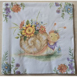 Serviette Schnecke mit Blumen