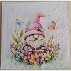 Serviette Wichtel mit Blumen