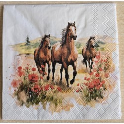 Serviette Drei Pferde und...