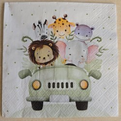 Serviette Tiere im grünen Auto