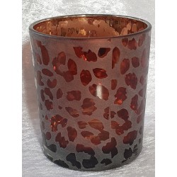 Windlicht Glas Leopard rot