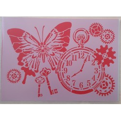 Schablone Uhr/Schmetterling