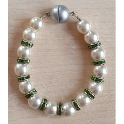 Perlen Armband weiss/grün