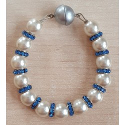 Perlen Armband weiss/blau