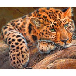 3D Diamant Pixel Bild Leopard
