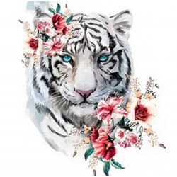 3D Pixel Bild weißer Tiger