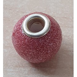Grossloch Perle rosa/glitzer