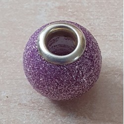 Grossloch Perle lila/glitzer