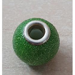 Grossloch Perle grün/glitzer