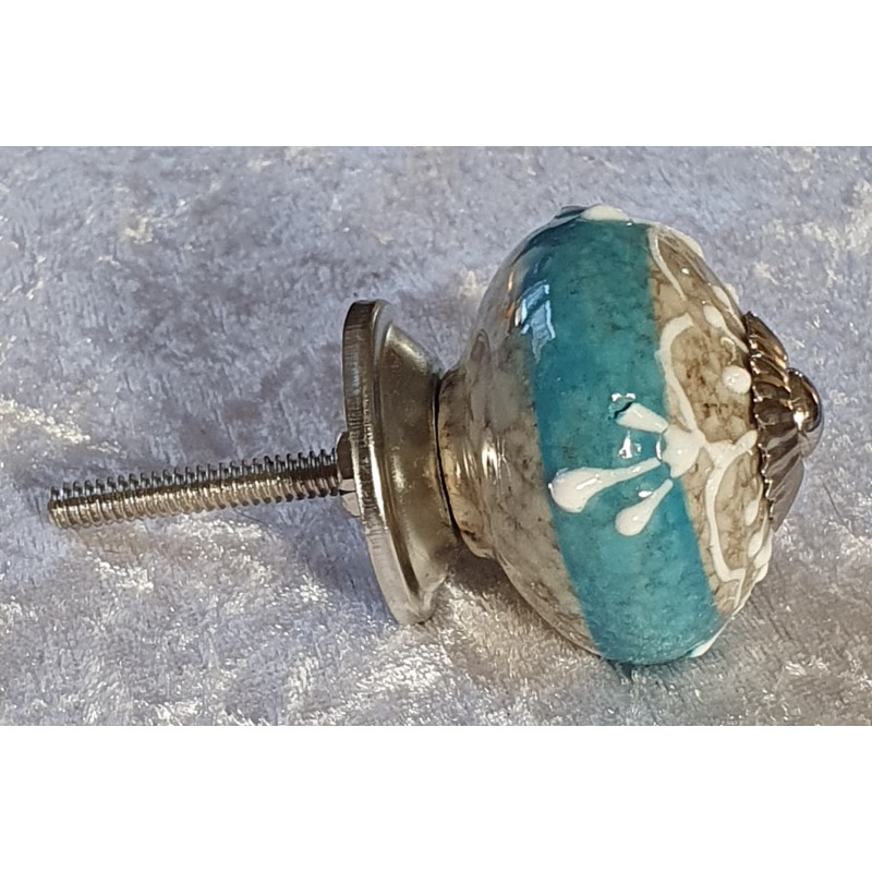 Möbelknopf Porzellan türkis