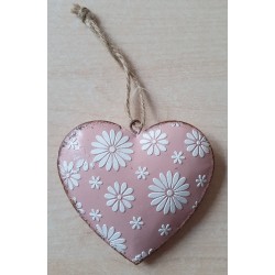 Metall Herz Margriten rosa